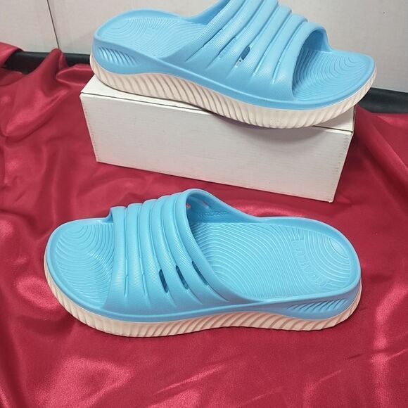 KuaiLu Womens Recovery Sandals  Comfortable SZ 11 Blue/White - Picture 5 of 8